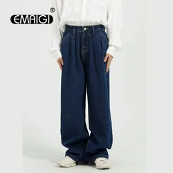 Men Retro Fashion Casual Wide Leg Straight Baggy Jeans Trousers Male Japanese Streetwear Loose Denim Pant Jeans Trousers