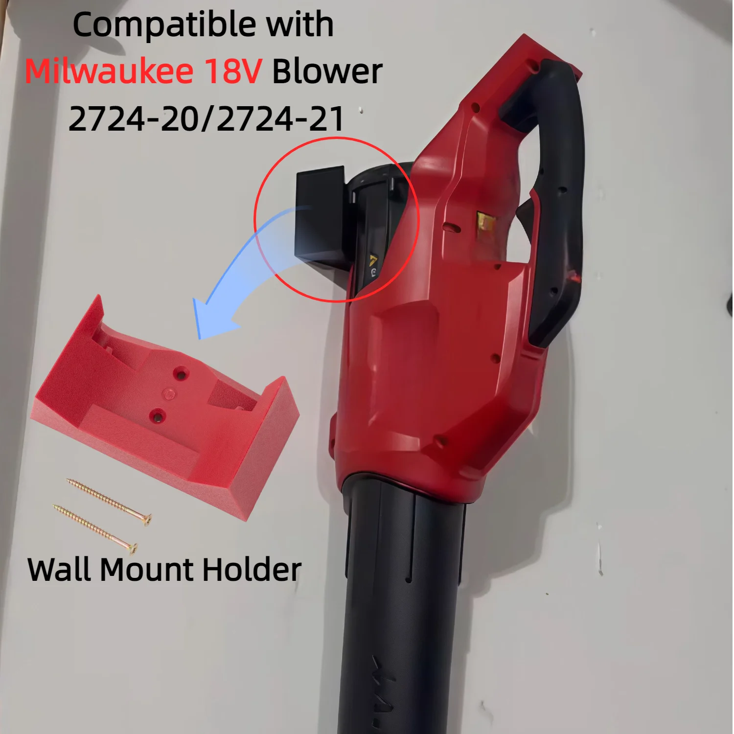

Wall Mount Storage Rack for Milwaukee 18V Blower 2724-20 2724-21,Sturdy Tool Holder Organizer,Easy Install Garage Mount Bracket