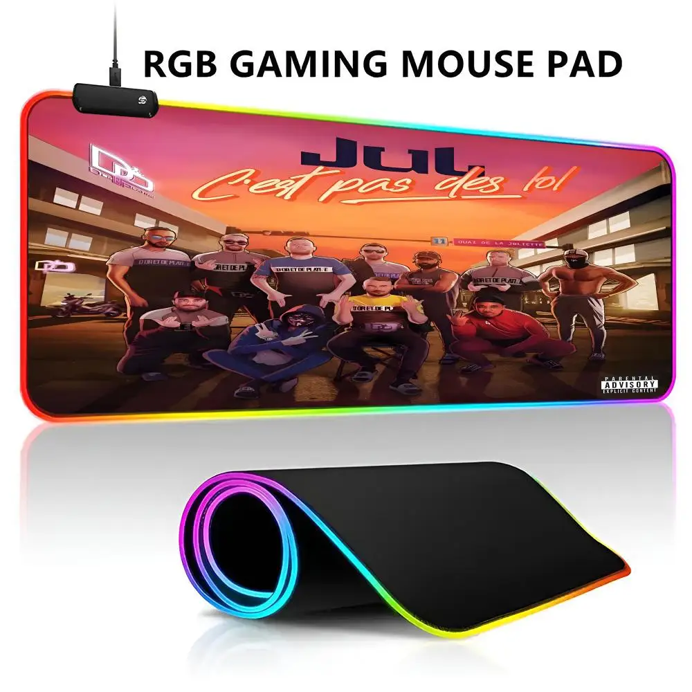 Francia Jul Rapper Mouse Pad RGB LED Light Gaming Impermeabile Grande Gamer Mouse Tappeto Grande Mause Tastiera Pad PC Scrivania Tappetino da gioco wit