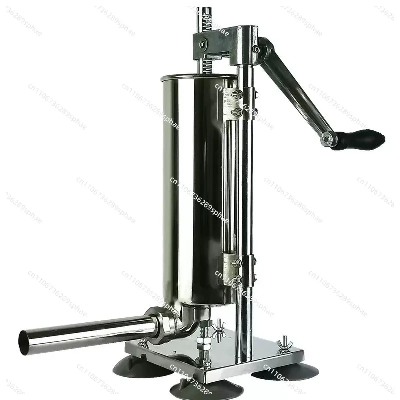 Vertical Hand Crank Stainless Steel Sausage Stuffer, Manual Sausage Filling Machine for Home and Commercial Kitchen Use