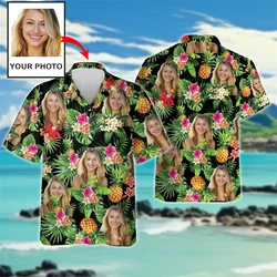Custom Hawaii Women Beach Shirts Cute Design Button Clothing Girlfriend Birthday Present Shirt Customized Photos Female Blouses