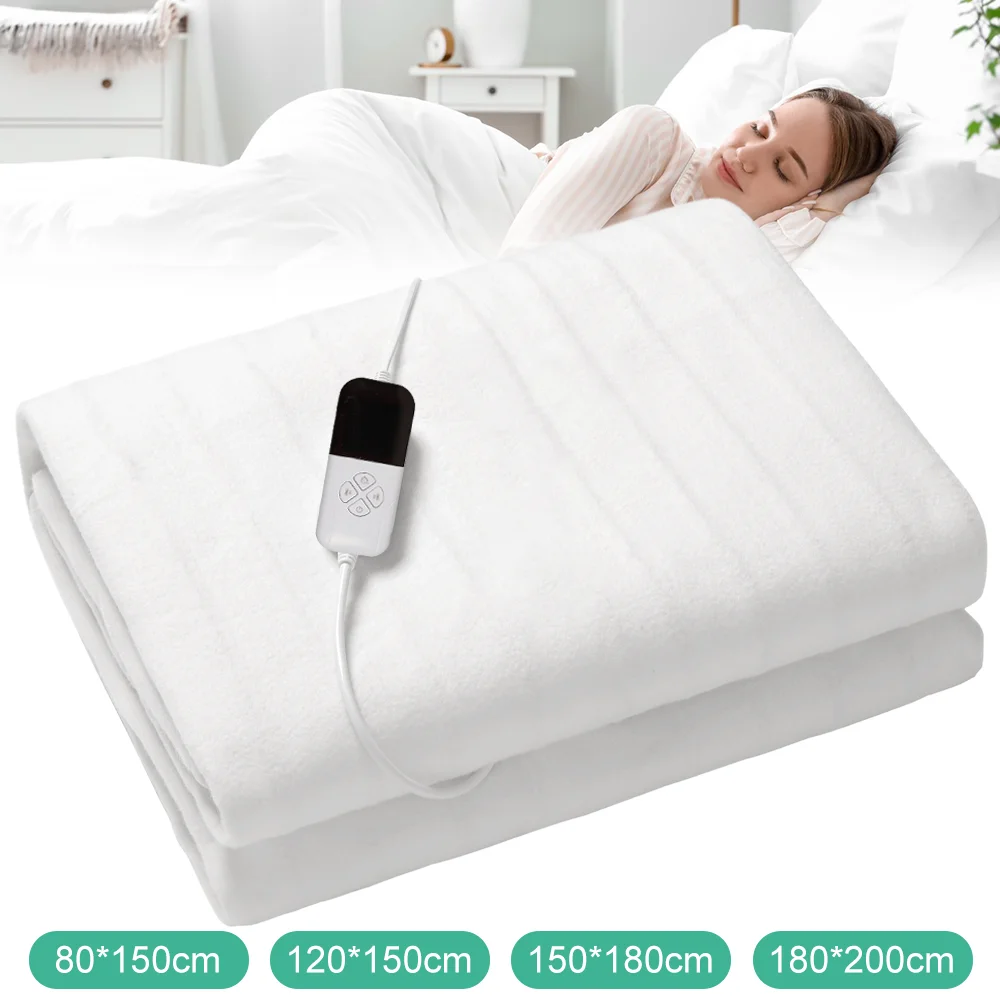 Electric Blanket Quick Heating Pad Blanket UK Plug Warmer Bed Mattress with Timer 150*80cm/150*120cm/180*150cm/200*180cm