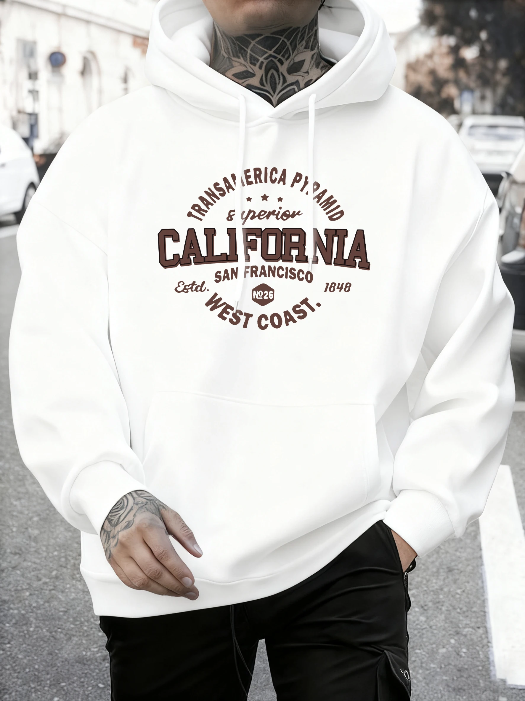 California West Coast Prints Männer Täglich Warme Hoodies Mode Weiche Streetwear Casual Herbst Pullover Oansatz Unisex Grundlagen Kleidung