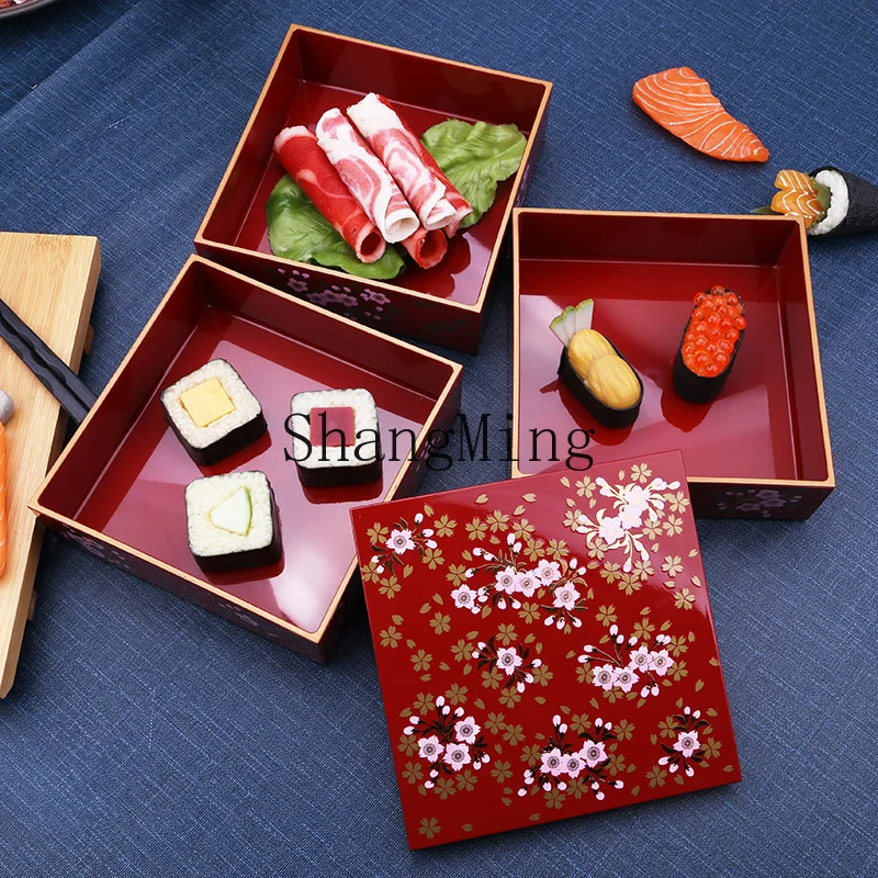 

PYH three-layer cherry blossom gilded sushi gift box grain and fruit festive restaurant container dim sum tableware