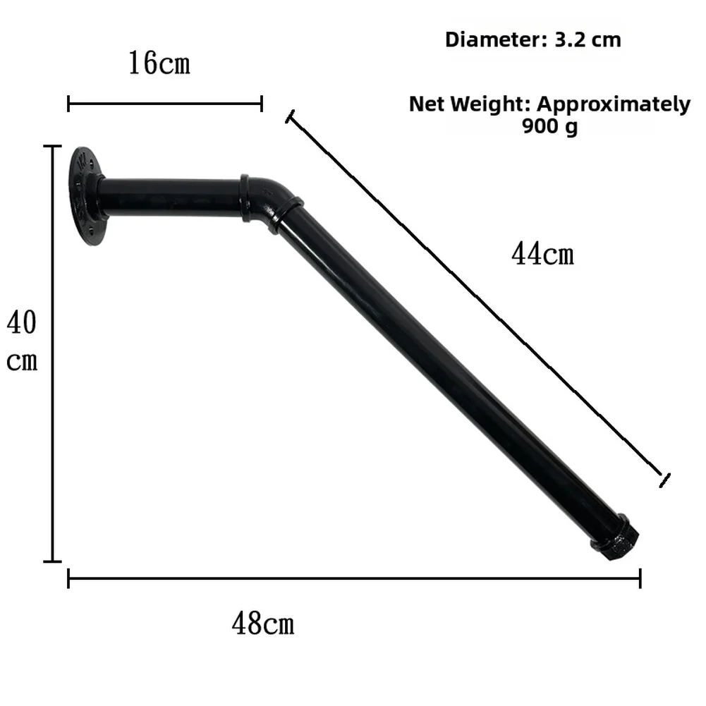 Wall Mounted Pipe Staircase Railing with Industrial Design for Outdoor Stairs Safety Support Black Wrought Iron