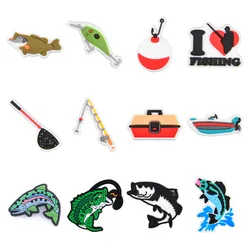 Fun Fishing Shoes Charms Accessories For Clogs PVC Shoe Pins Sandals Accessories Buckle Decorations Clogs Badges Gift