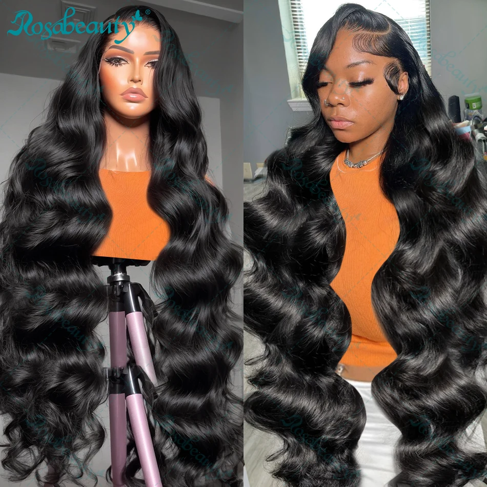 Rosabeauty HD Lace Frontal Wig 40 42 Inches Body Wave Transparent 13X4 Lace Front Wig Brazilian Water Wavy Lace Wigs For Women