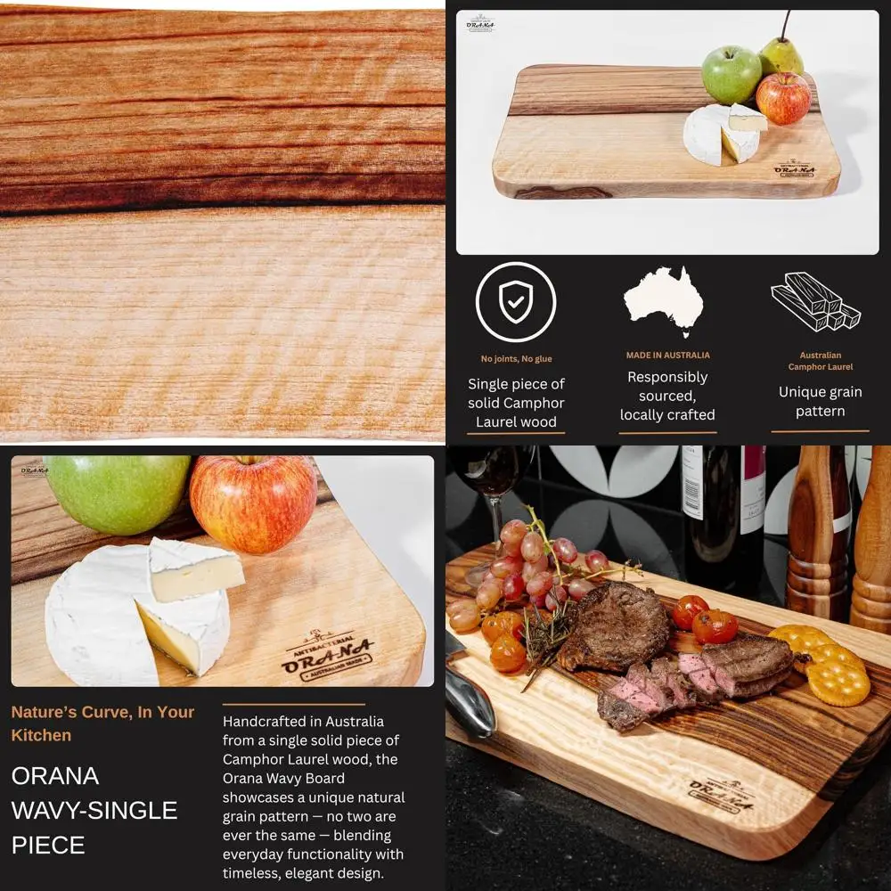 

Разделочная доска ручной работы с волнистыми краями из австралийского камфорного лавра 16x9