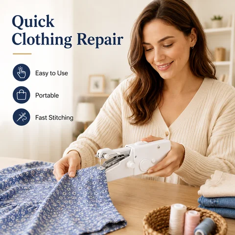 Portable Handheld Sewing Machine with USB/Battery Power & Accessory Kit Suitable for Quick Repairs, Mini Electric Stitching Device for Clothing, Travel-Friendly Compact Sewing Machine for Home, Beginners, USB- or Battery-