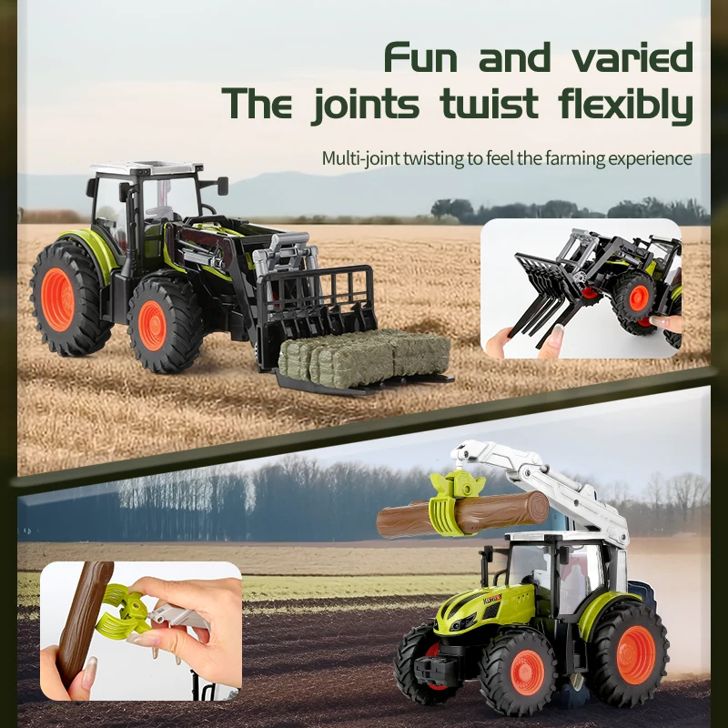 Agricultural Engineering Vehicle RC Tractor Trailer Truck 2.4G Electric Agricultural Car Harvester Farm Equipment Kids Toys Gift