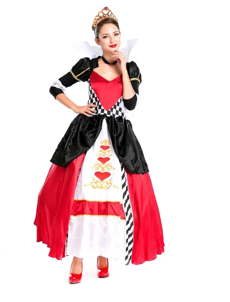 Halloween Queen of Hearts Costume Alice in Wonderland Dress Women Adult Sexy Poker Queen Cosplay Halloween Fancy Dress Plus Size