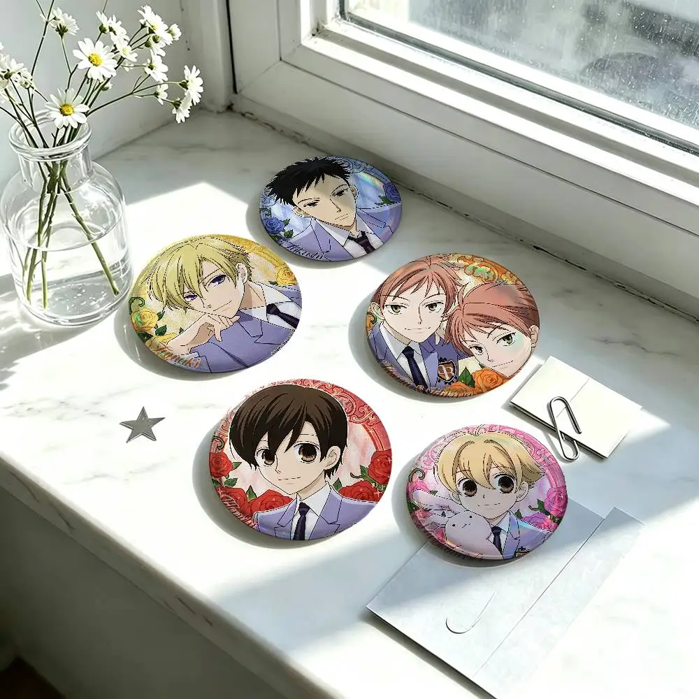 Anime Ouran Oran High School Host Club  Badge Creative Round Plastic Brooch Clothes Decorative Pins Jewelry Gifts for Friends