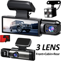 Dash Cam Car DVR 1080P Dashcam for car surveillance camera Automobiles 3 Lens Front Rear Interior Vehicle Video Drive Recorder