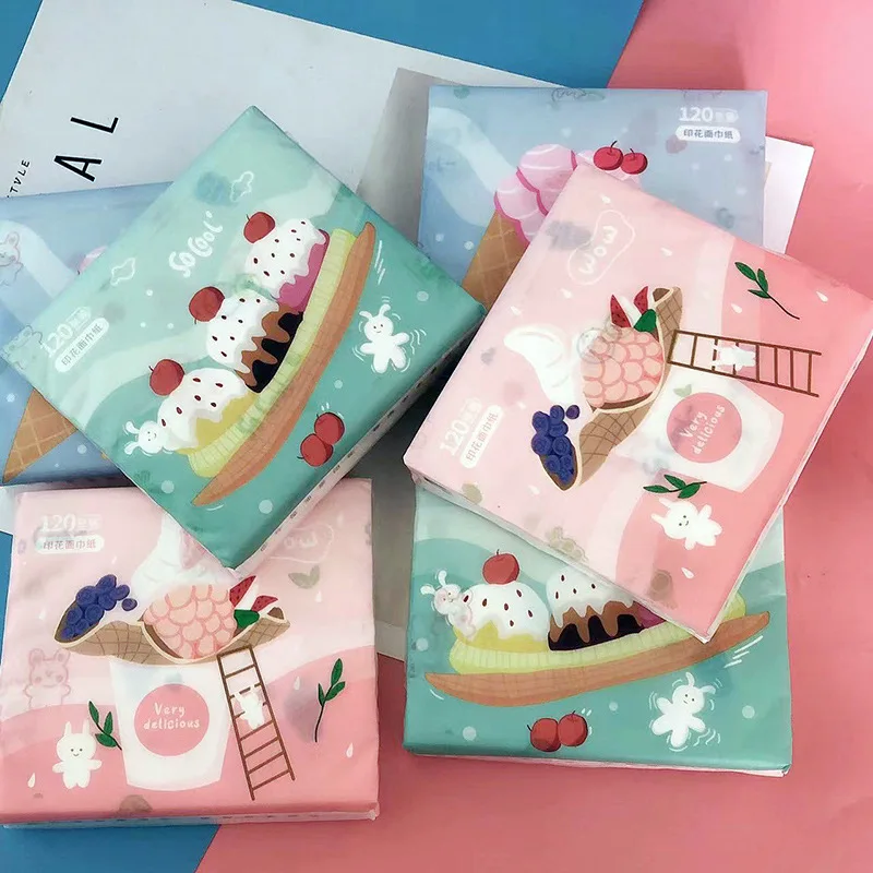 Портативная бумага для печати, 3-слойная девственная древесная целлюлоза без запаха, бумажные полотенца для печати торта, красочные салфетки, туалетная бумага