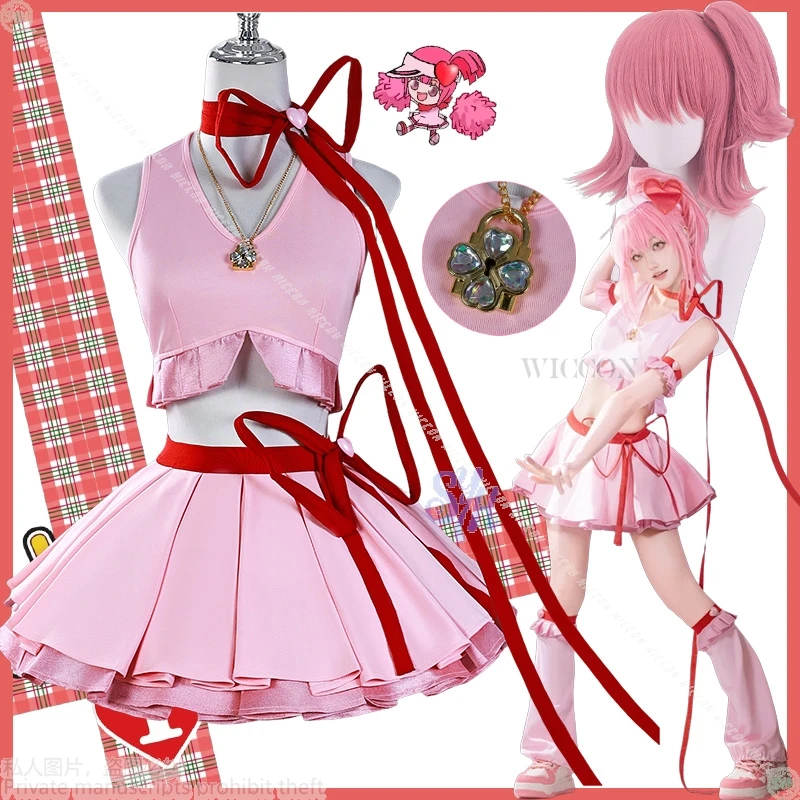 

Hinamori Amu Cosplay Shugo Chara Anime Henshin Costume Pink Cheerleaders Uniform Kawaii Jirai Kei Girls Cute Y2K Lolita Dress