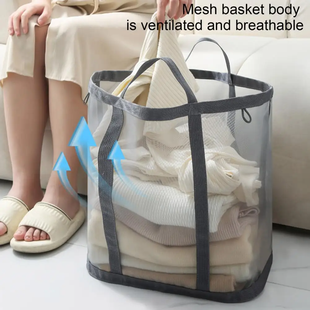 Clothes Basket Portable Laundry Hamper Multifunctional Capacity Laundry Basket with Handle Breathable Mesh Design for Home