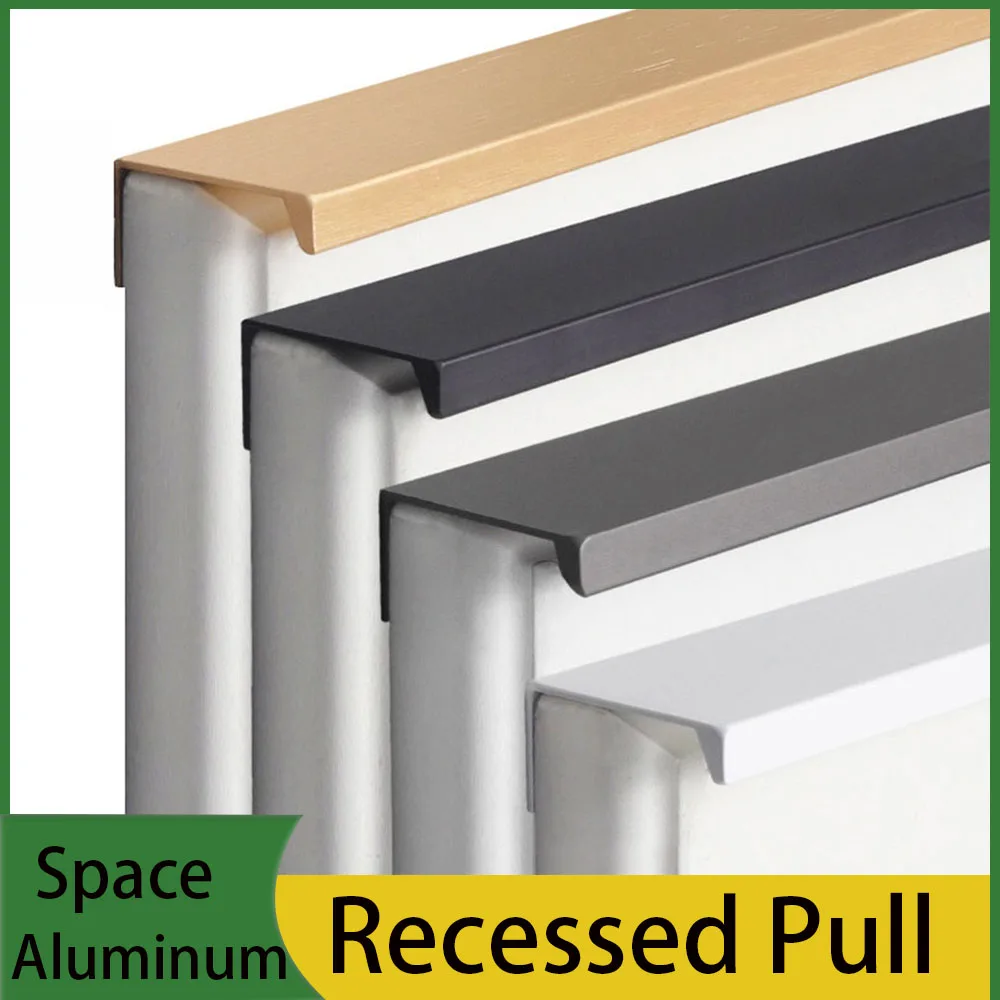 Single Chamfer Anti Scratch Invisible Long Handle Space Aluminum L 80-500mm Wardrobe Shoe Cabinet Furniture Hardware Accessories