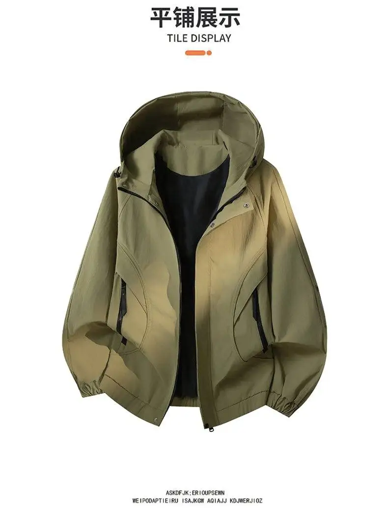 Lässige Outdoor-Kapuzenjacken für Herren, Neu 2026, Frühling/Herbst, Jugendliche Streetwear, Lose Mäntel, Herren-Windbreaker mit Reißverschluss, Oberbekleidung – Detail 6