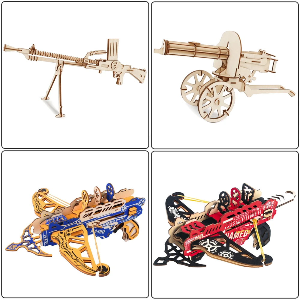 3D Wooden Toy Gun Puzzles Carbine 15 AK47 DIY Assembly Kits Robot Model Popular Party Game Gift Kids Toys For Children Boys