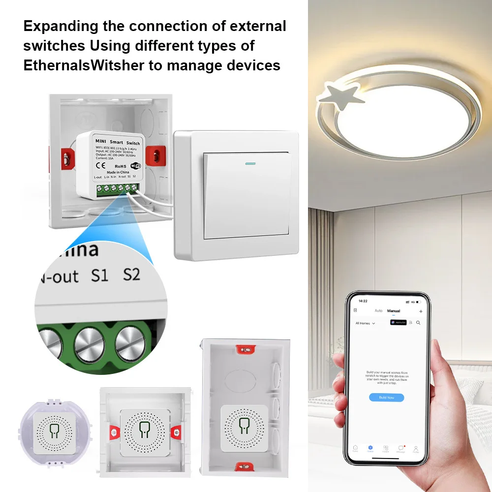 Smart WiFi Switch Module 16A Mini Wireless Remote Timer Relay For Home Automation Appliance Light Control Unit