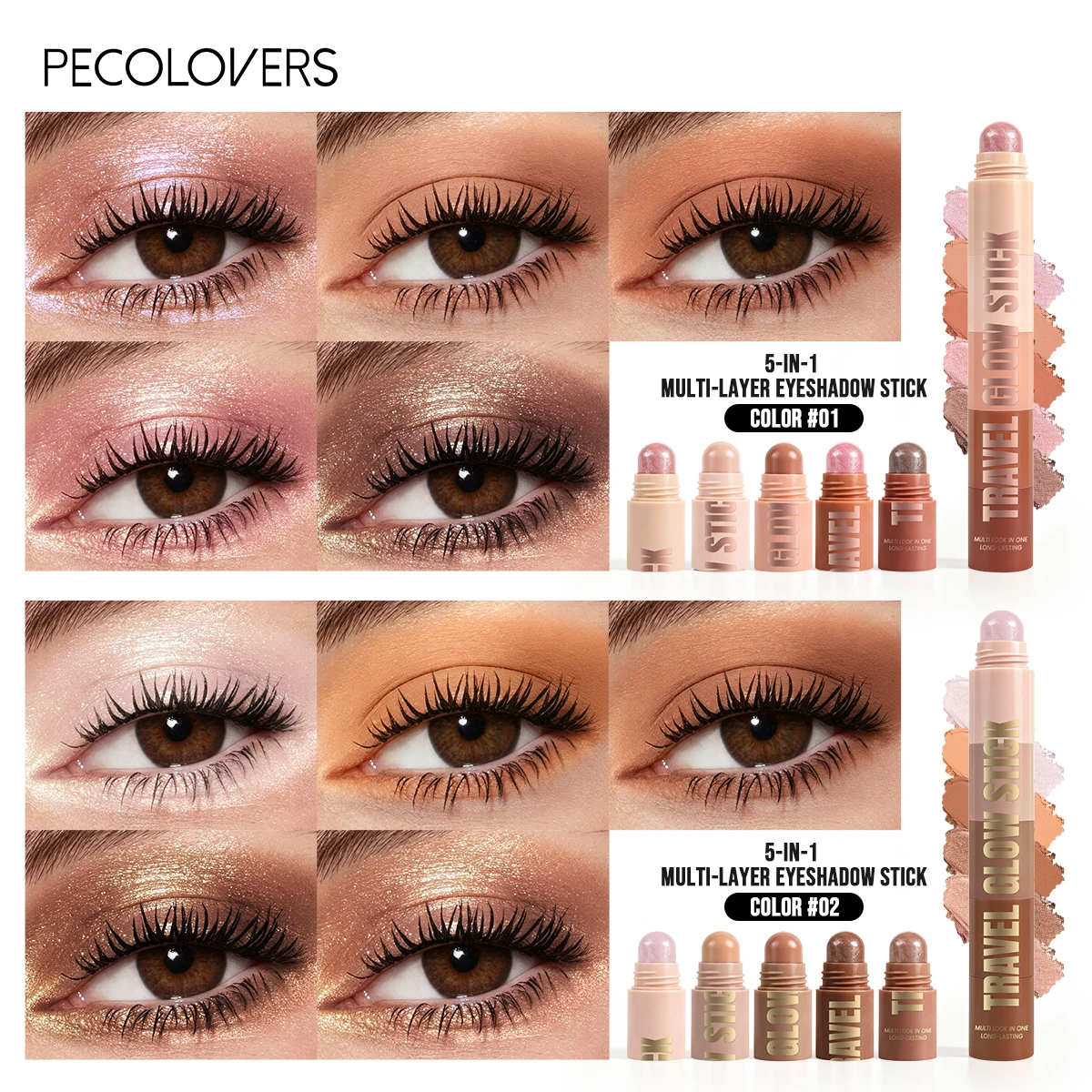 1PC 5-in-1 Highlight Eyeshadow Pen, Pearlescent Glitter Texture, Multi-layer Color Design, Great for Music Festivals, Daily Use