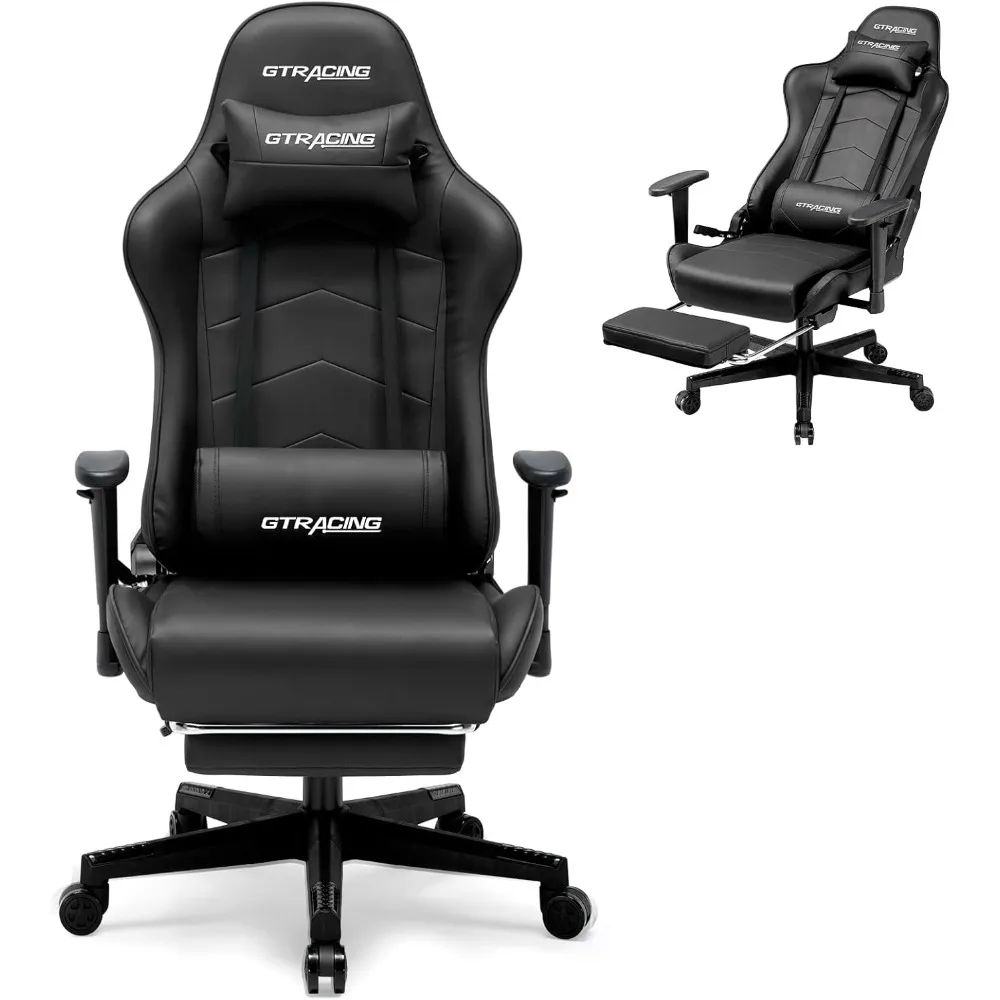 GTRACING Gaming Chair with Footrest, Racing Style Computer Chair for Adult, Adjustable Reclining Backrest and Lumbar Support, St
