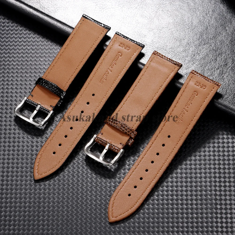 Black Brown Lizard Pattern Leather Watch Band Cowhide Watch Strap for Men Women Bracelet 14mm 15mm 16mm 18mm 19mm 20mm 21mm 22mm