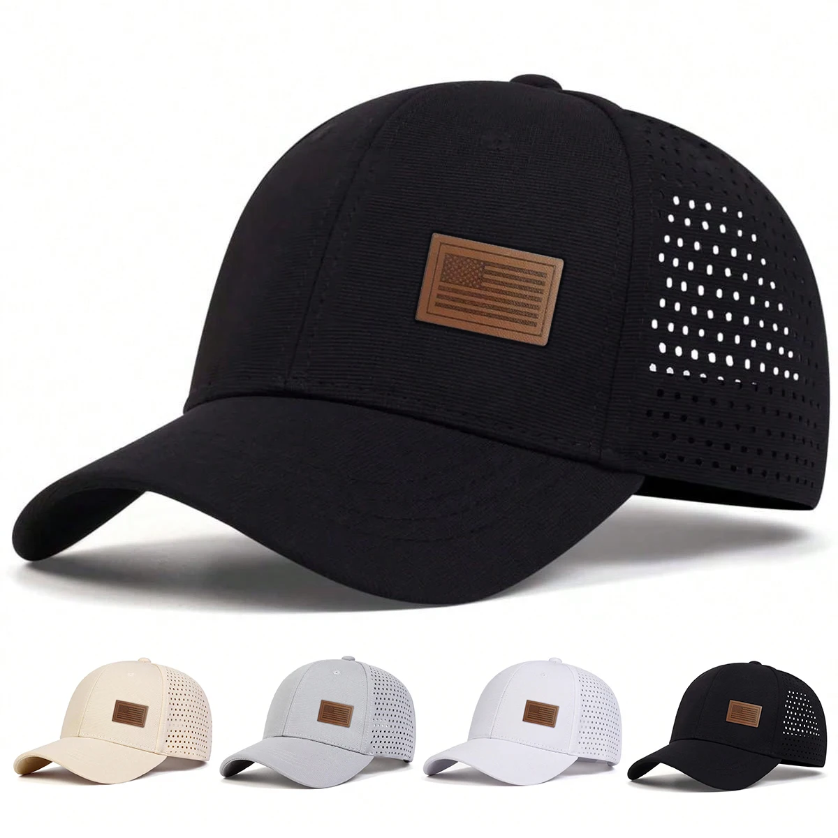 Unisex American Flag Label Baseball Net Caps Spring and Summer Outdoor Adjustable Casual Hats Sunscreen Hat