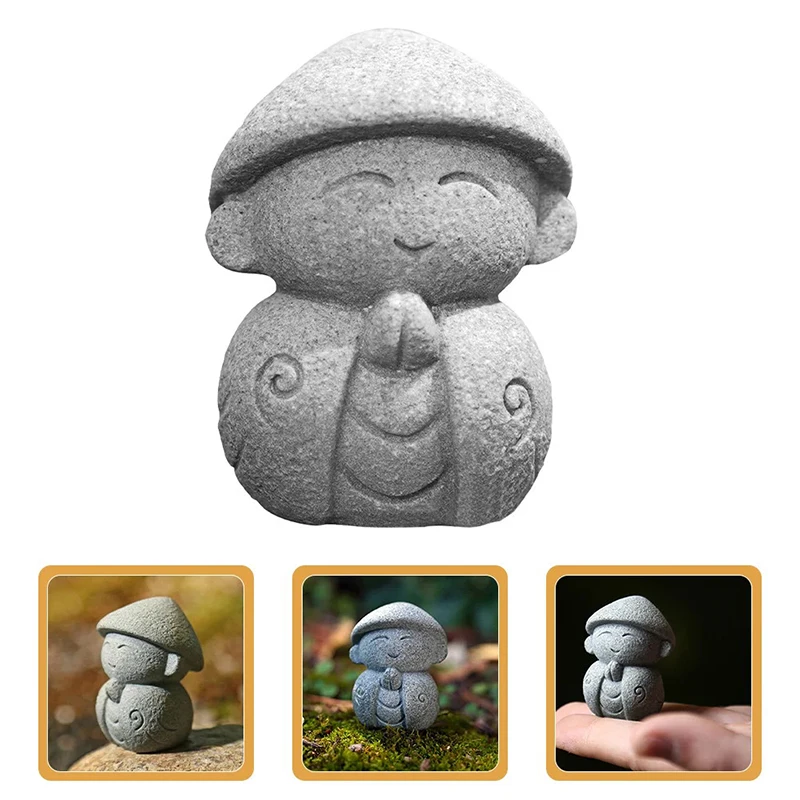 Buddha Statues Cute Little Jizo Buddha Sculpture Figurines Garden Ornaments Japanese Buddha Ksitigarbha Aquarium Bonsai