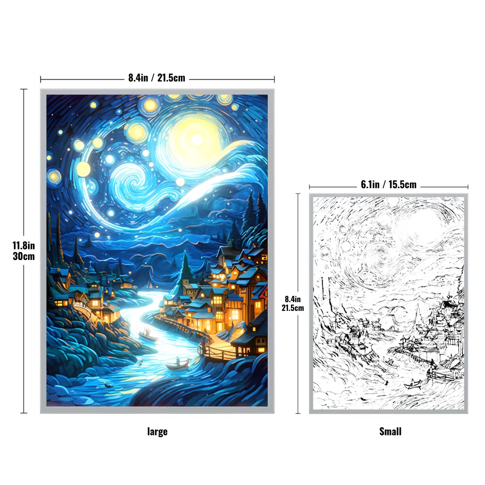 Imagem -03 - Van Gogh Arte Led Home Decoração Luz Pintura Moderno Simples Photo Frame Original Recarregável Noite Mood Lâmpada Presente