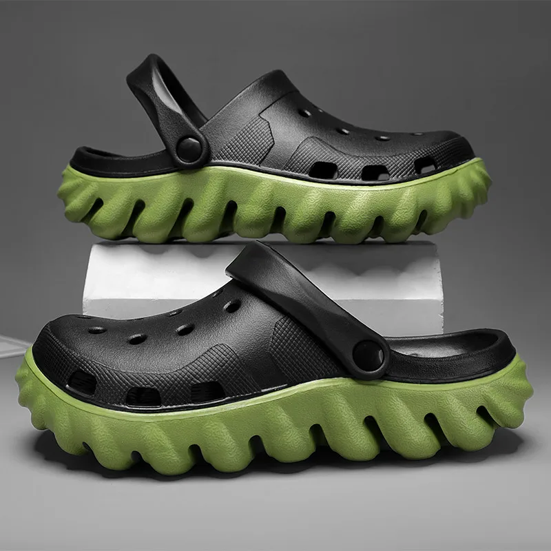 

Black Green Classic Summer Sandals for Men Comfortable Soft Platform Sandals Men Non-slip Outdoor Beach Sandals Zuecos Hombre