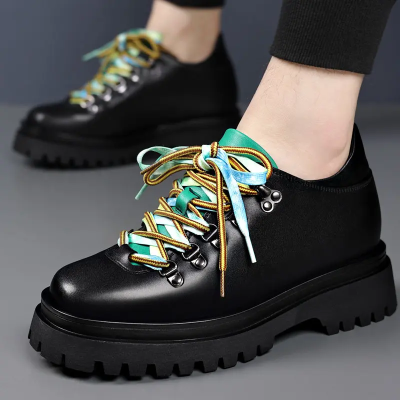 Invisible Elevated Derby Shoes for Men's Dress Shoes Increased 9cm Wedding Leather Shoe Host Stage Height-enhancing Shoes Male