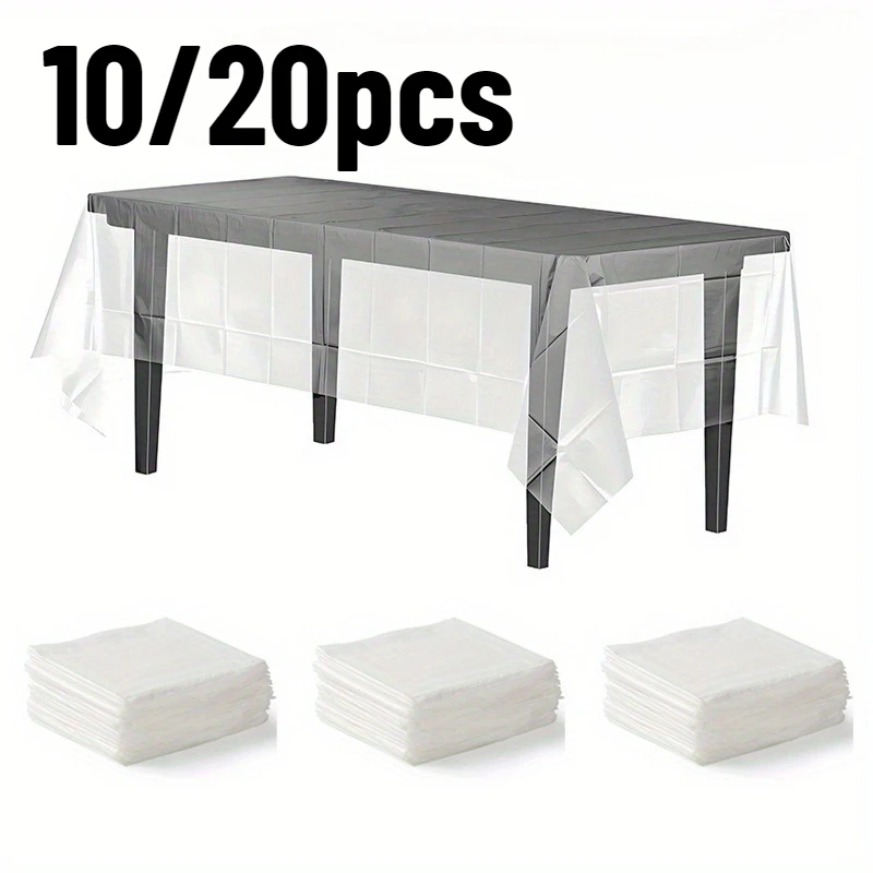 10/20/50 Disposable Transparent Waterproof Stain Resistant Tablecloths for Restaurants Parties Family Gathering Birthday Wedding