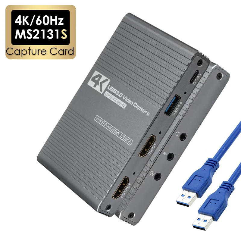 4K/60Hz HDTV To USB 3.0 Video Capture Card MS2131s Chip 4K@60 Video Recorder Grabber For Switch Xbox PS4/5 OBS Live Broadcast