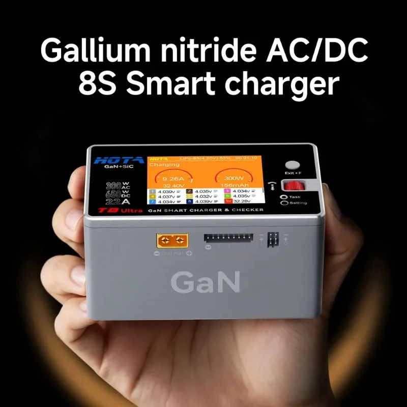 

HOTA T8 Ultra GaN Smart Charger, 650W AC/DC for 1-8S LiPo Li-ion Battery, Fast Balance Charger for RC Drone Car Airplane Model
