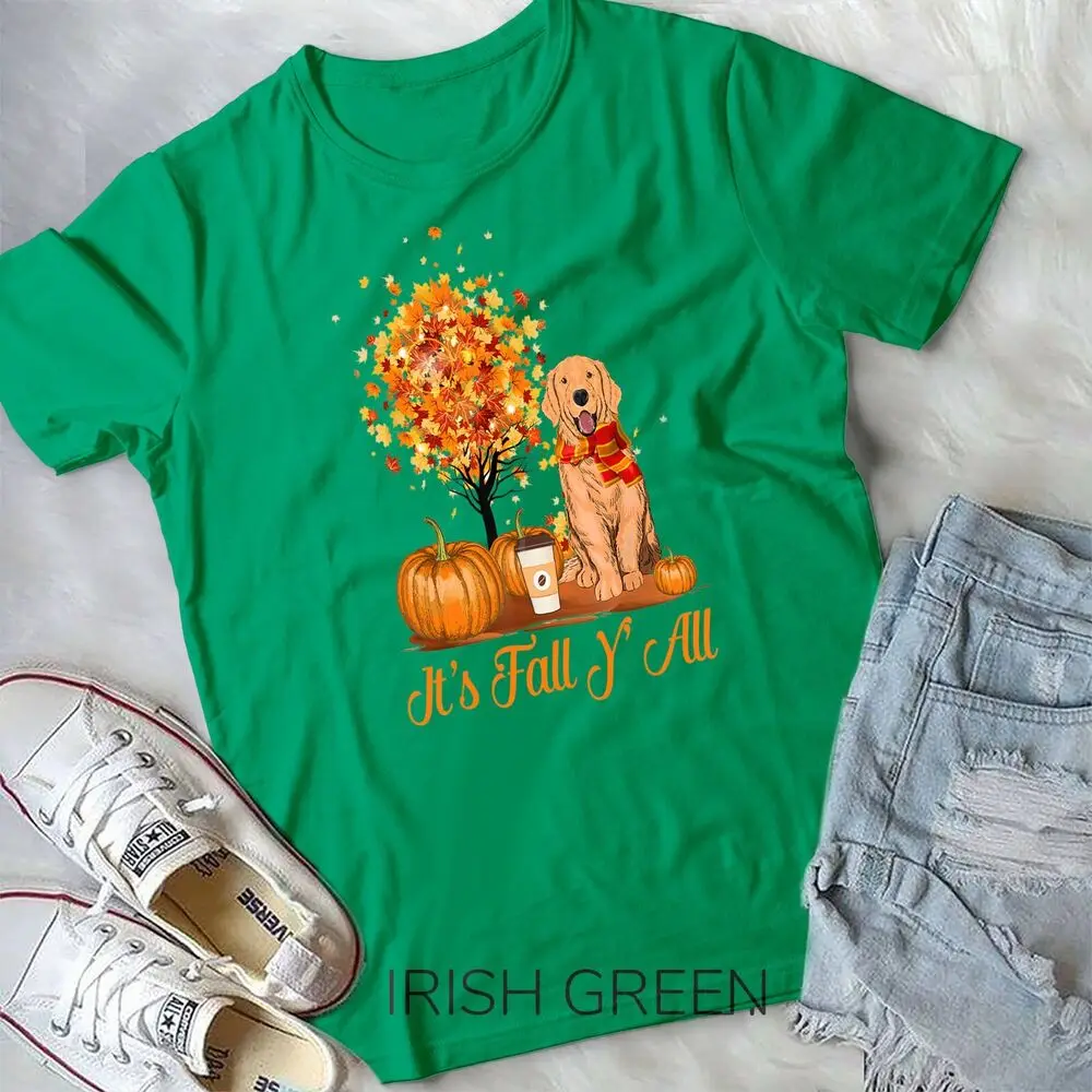 It's Fall Y'All Golden Retrievers Dog Halloween Thanksgiving Unisex T-shirt