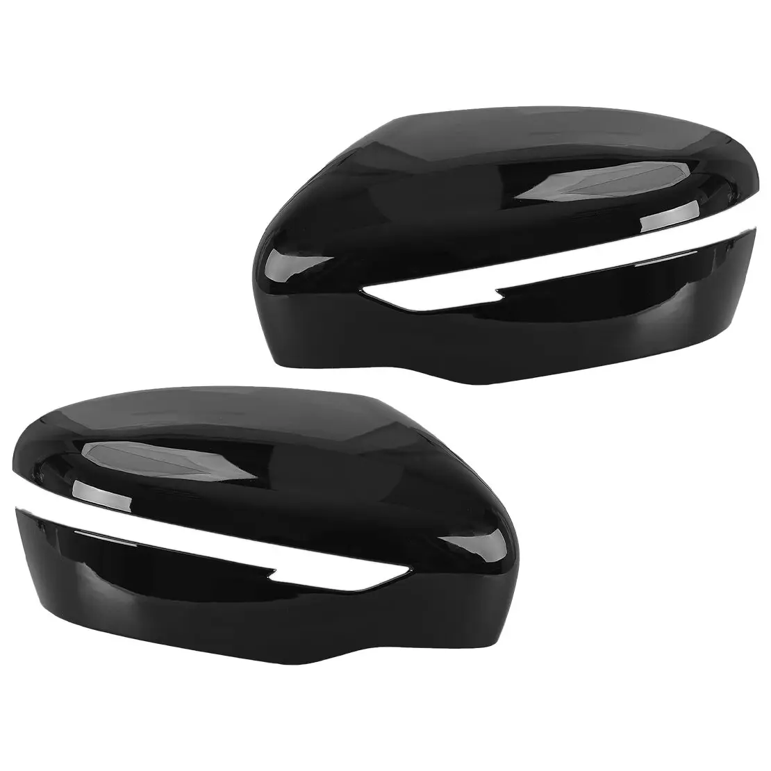 1 Pair Side Door Wing Rearview Mirror Cover Trim Cap Gloss Black ABS Fit for Nissan Navara NP300 D23 2014-2017 2018 2019 2020