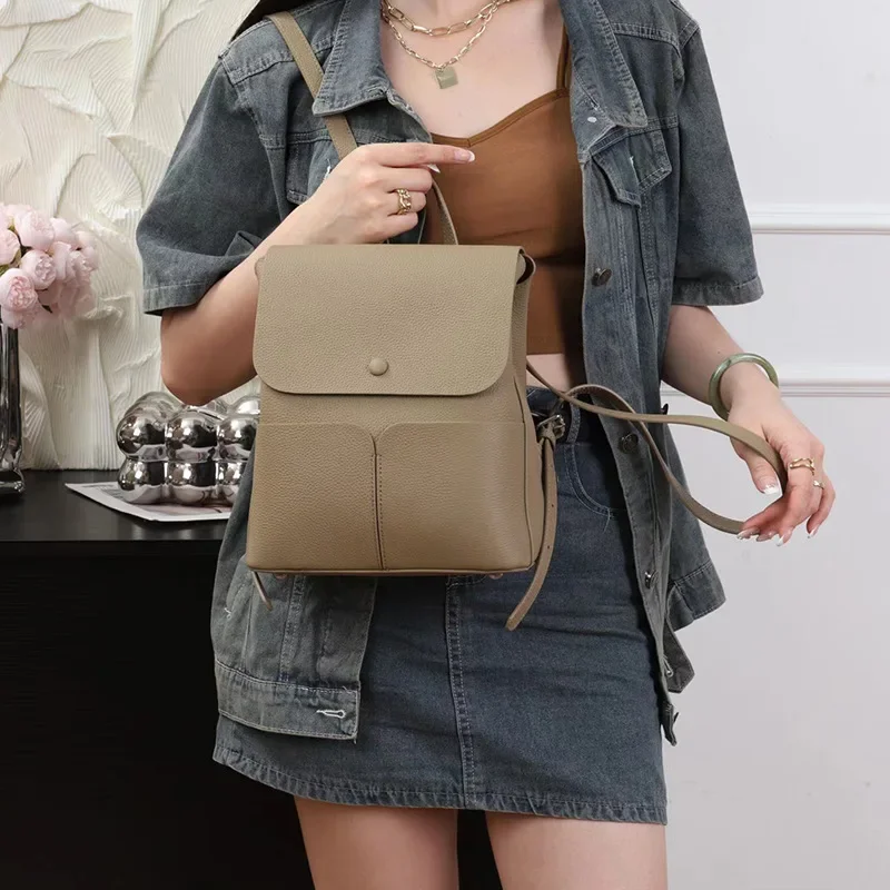 2024 Luxury Brand Large Capacity Leather Backpack Layer Cowhide Bag Fashion All-match Travel Backpack