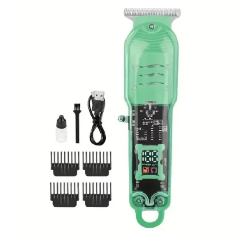 USB Rechargeable Transparent Hair Clipper Cordless Electric Hair Trimmer Professional Hair Cutting Machine Men Grooming