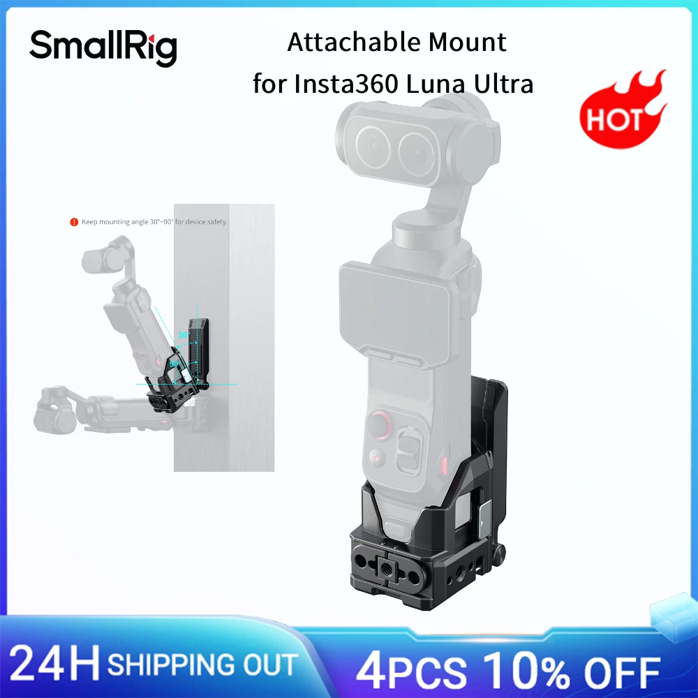 Image of SmallRig Anbaubare Halterung für Insta360 Luna Ultra mit integrierter magnetischer Schnittstelle, Cold-Shoe-Halterung, Arca-Swiss-Platte -6824