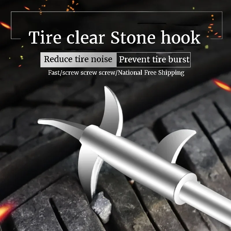 2024 Car Tire Stones Remover Hooks Auto Tire Groove Cleaning Tool Wheel Tread Slot Stone Gravel Remover for Car Motor Bike Tire