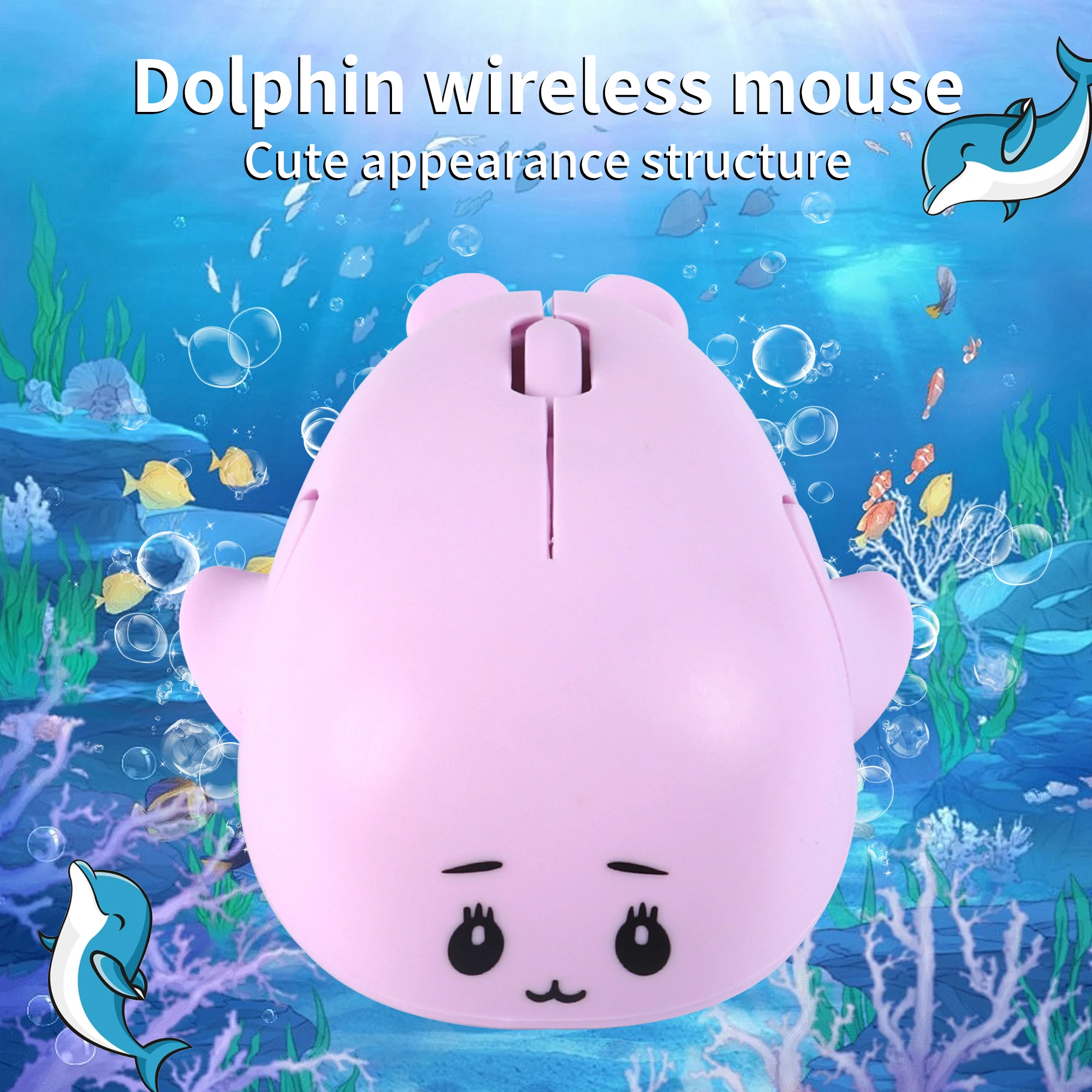 

Bluetooth Wireless 2.4G Dual-mode Cute Mouse Dolphin Appearance Light Weight Portable Mute Button Office Use System Universal