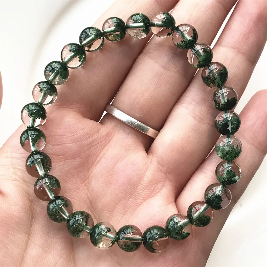 

7mm Natural Green Phantom Quartz Bracelet Jewelry For Women Lady Men Healing Wealth Crystal Beads Gemstone Strands AAAAA