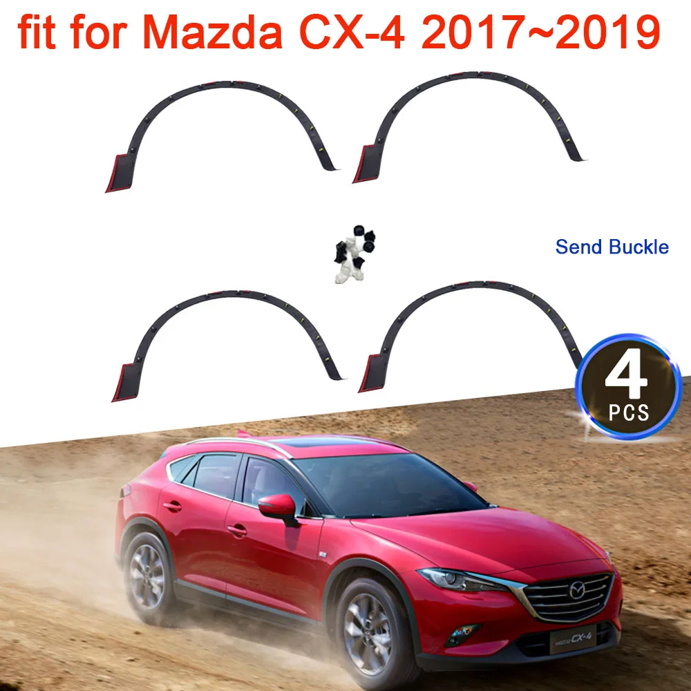 Car Side Wheel Arch Fender for Mazda CX-4 CX4 CX 4 2016 2017 2018 2019 Accessories Auto Flares Black Mudguard Wheel Eyebrow Trim