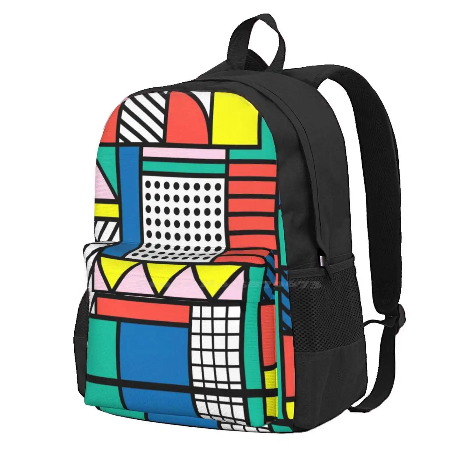 Memphis Color Block Hot Sale Schoolbag Backpack Fashion Bags Memphis Style Memphis Group Milan Pattern 80S Geometric Colorful