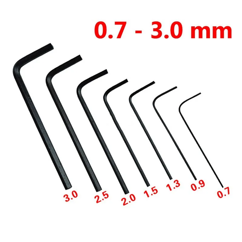 7pcs/Set Mini Hexagon Hex Screwdriver 0.7/0.9/1.3/1.5/2/2.5/3mm Allen Key Wrench Tool Kit Manual Repair Tools 0.7MM-3MM