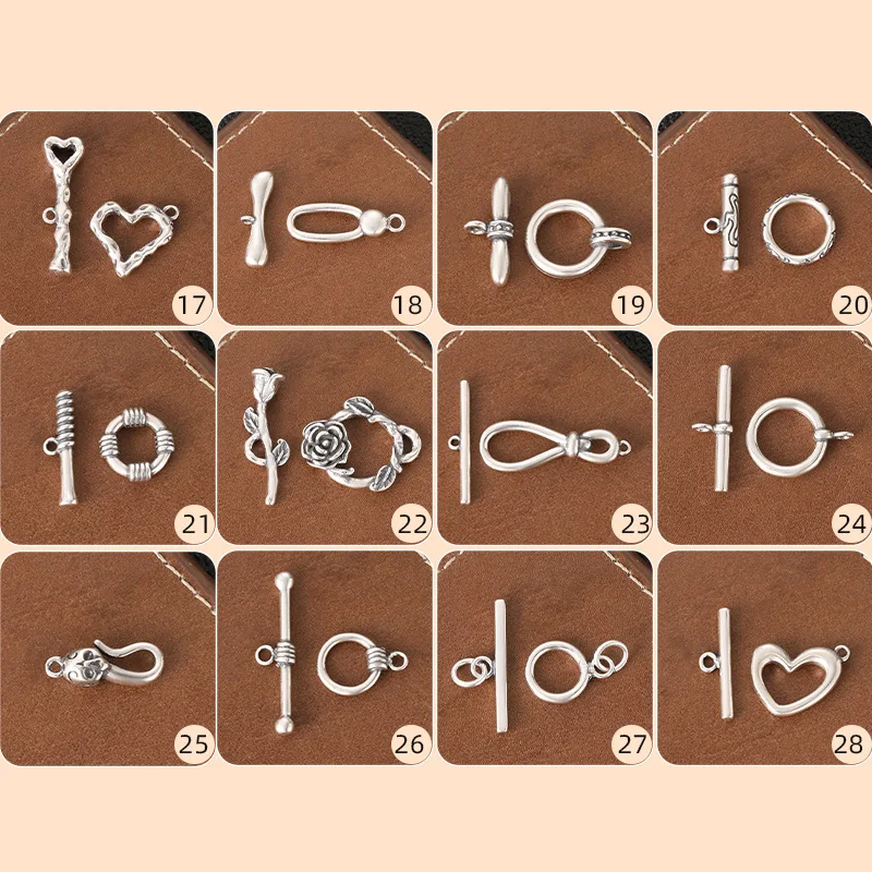 S925 Sterling Silver Charms Jewelry Accessories for Men Women Retro OT buckle Spare Part New Fashion Jewelry Wholesale