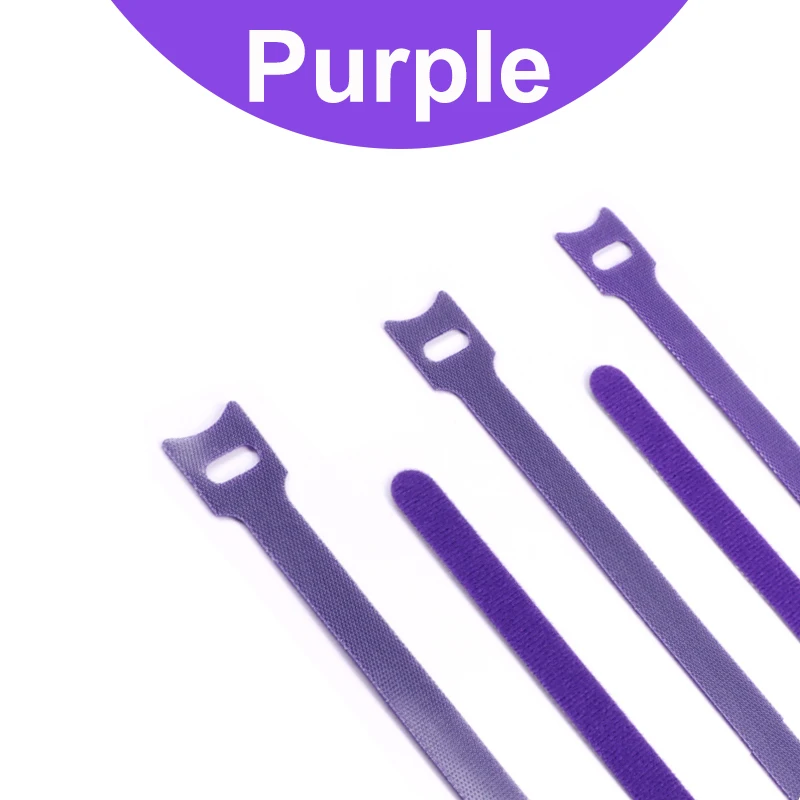 10~500pcs Purple Releasable Cable Ties Wire Organizer 15 20 25 30cm Plastics Releasable Bundle Fastener Nylon Hook Loop Straps