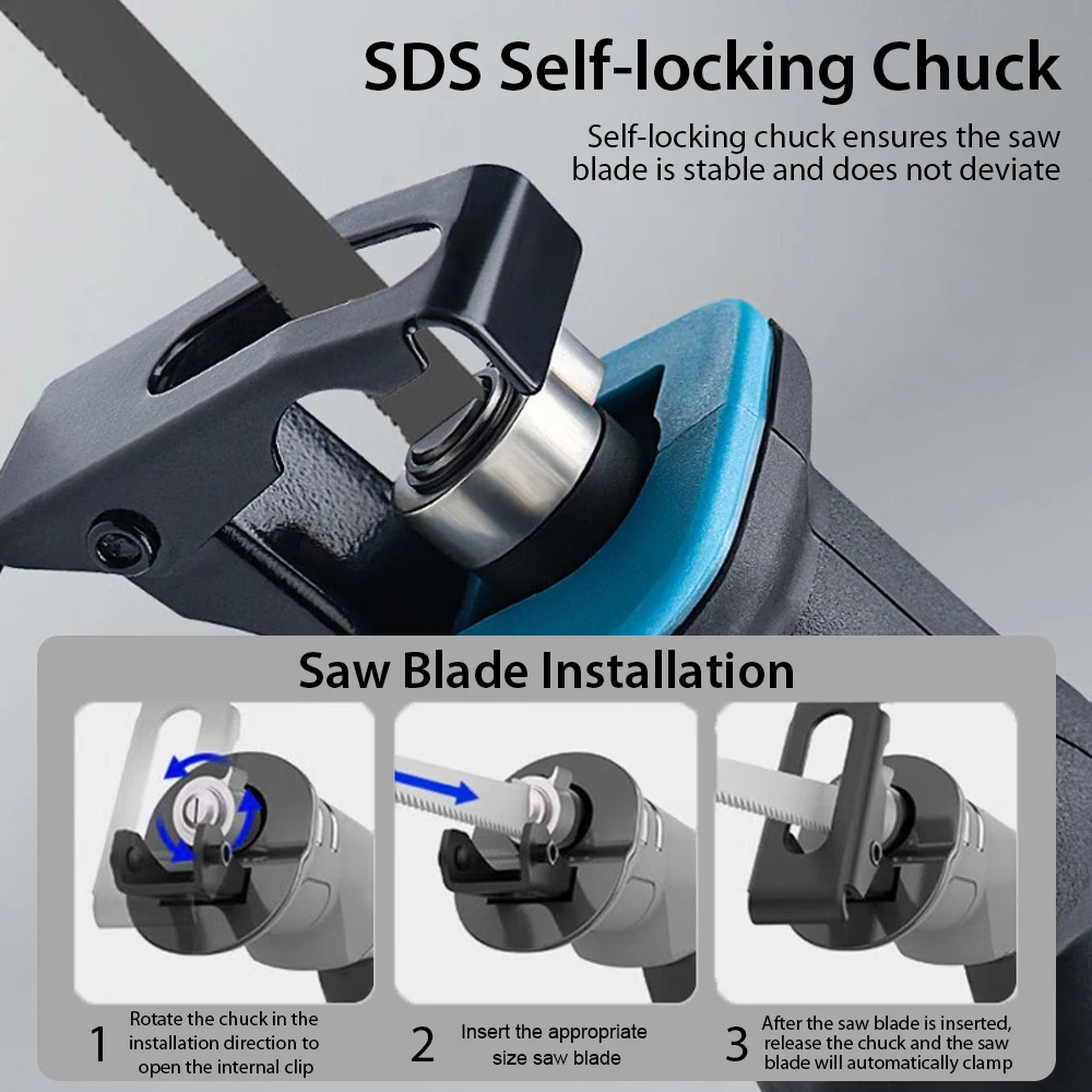 Cordless Reciprocating Saw With 4 Blades Electric Wood Metal PVC Pipe Cutting Saber Saw New Power Tool For Makita Battery