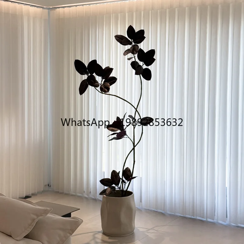 LYY Black Alpine Banyan Artificial Green Plant Living Room Indoor Diamond Tree Large Floor Potted Plant Living Room Decoration